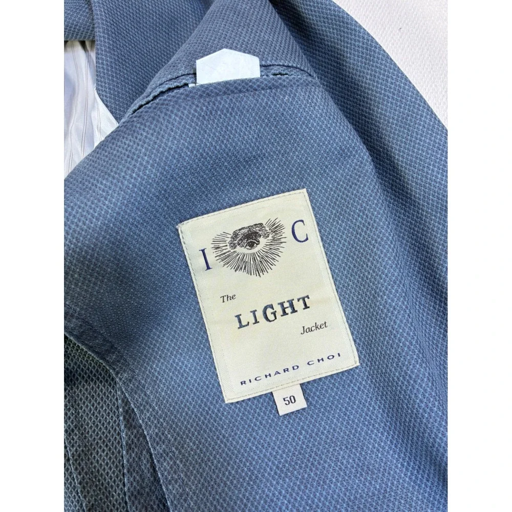 Richard Choi The Light Jacket Mens 50 IT Slate Blue Textured‎ Cotton Blazer